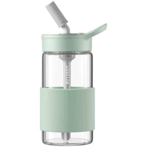 Sticla Buydeem CD1017-CG, 500 ml, Pai incorporat, Rezistenta la scurgeri, Sticla rezistentă la caldura pana la 150°C, Fara BPA, Verde