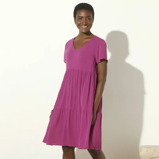 Rochie monocromă scurtă Crepon cu decolteu în V