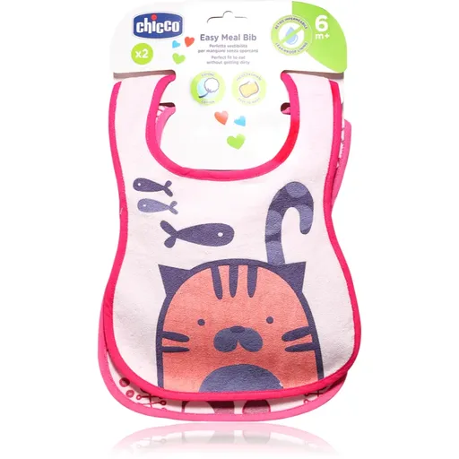 Chicco Easy Meal Bib 6m+ bavețică Pink 2 buc