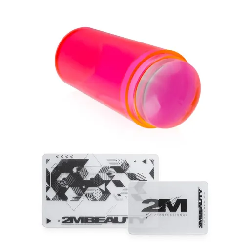 Stampila si raclete pentru unghii 2M - Clear Neon Red