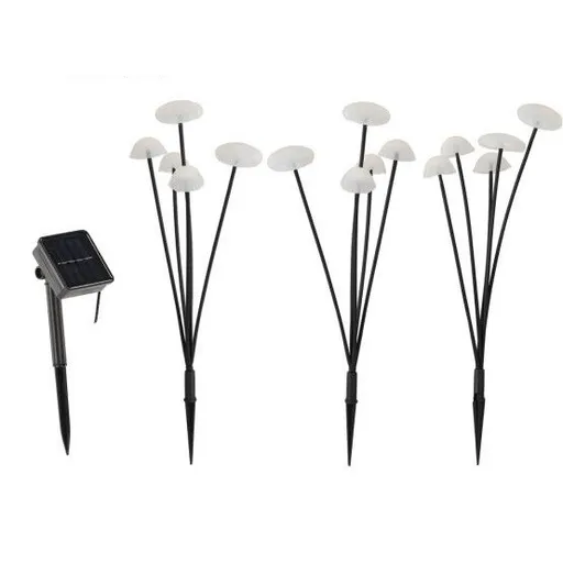 Lampă solară Aldotrade Ciuperci, set de 3 buc., în. 43cm, 15 LED-uri, alb cald