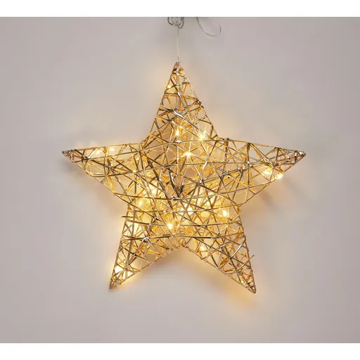 Stea luminoasă de Crăciun Champagne, 30 x 30 cm,20 micro LED, cu baterii