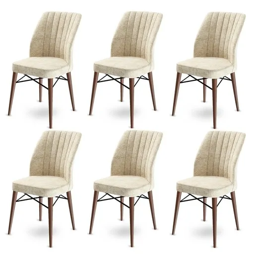 Set de scaune de sufragerie Flex Cream and Brown,6 bucăți, crem deschis