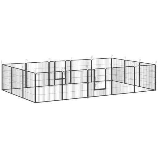 PawHut Parc pentru pui, 16 piese, parc pliabil pentru pui cu ușă pentru câini mici și medii, 3,2 x 3,2 x 0,8 m, Gri | Aosom Romania