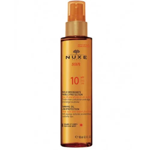 Nuxe Ulei de bronzare pentru față si corp Sun SPF 10 (Tanning Oil Low Protection) 150 ml