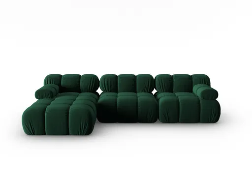 Coltar modular stanga 4 locuri, Bellis, Micadoni Home, BL, 282x155x70 cm, catifea, verde bottle