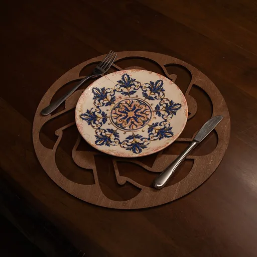 Set de covorașe de masă din lemn, Hermia, 790PYN1110, Dimensiune: 36 x 36 cm (4 bucăți), Wenge