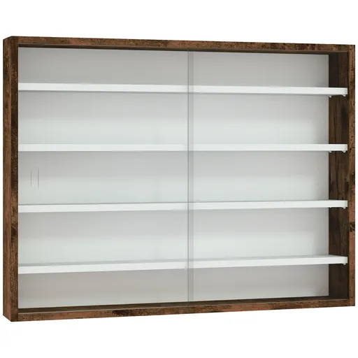 HOMCOM Dulap Vitrină de Perete cu 2 Uși din Sticlă și 4 Rafturi Reglabile | Aosom Romania