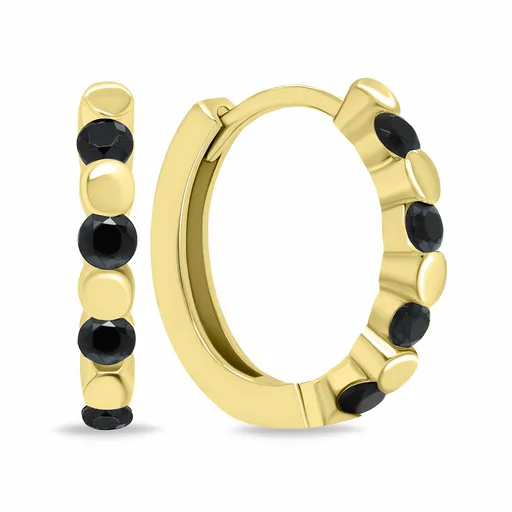 Brilio Silver Cercei cercuri stilați cu pietre negre de zircon EA676YBC