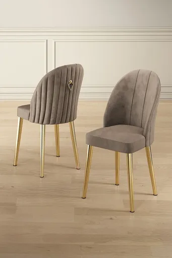 Set scaune 2 piese, Hanah Home, Mara, Cappuccino / Aur