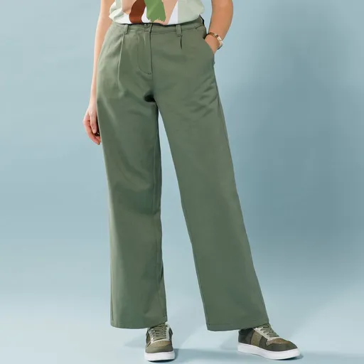 Pantaloni largi din twill pentru o siluetă mai mică