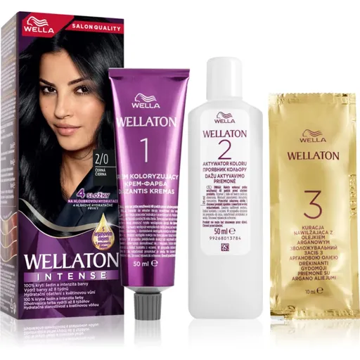 Wella Wellaton Intense Culoare permanenta pentru par cu ulei de argan culoare 2/0 Black 1 buc