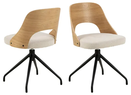 Scaun Lucy, Actona, 48x53x79 cm, rotativ, poliester/otel, bej