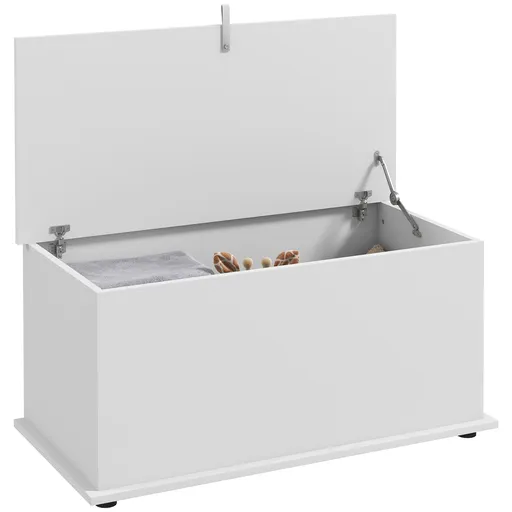 HOMCOM Bancă de Depozitare cu Balamale de Siguranță și Capac, 80x40x40 cm, Alb | Aosom Romania