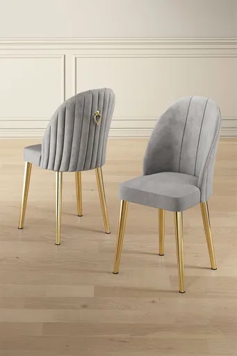 Set scaune 6 piese, Hanah Home, Mara, Gri / Auriu