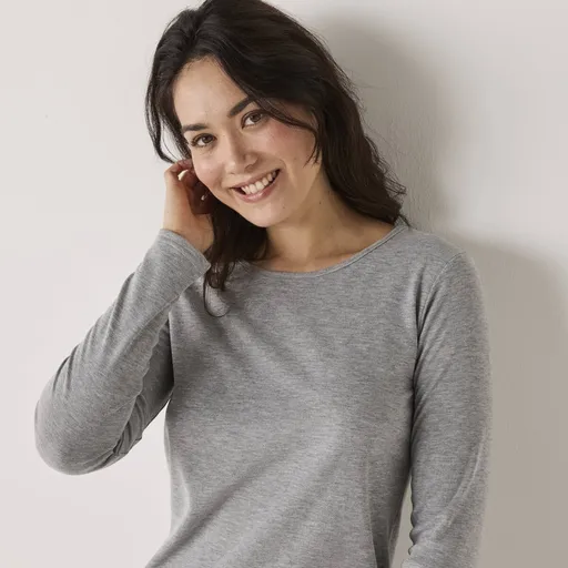 Tricou termic Thermoperle cu guler rotund și mâneci lungi