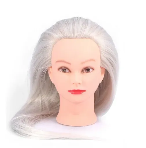 Cap Manechin Colorat (White) H1-6W, 50% Natural 65 cm + Suport Prindere