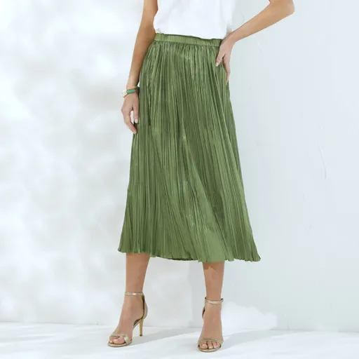 Fustă midi plisată din satin