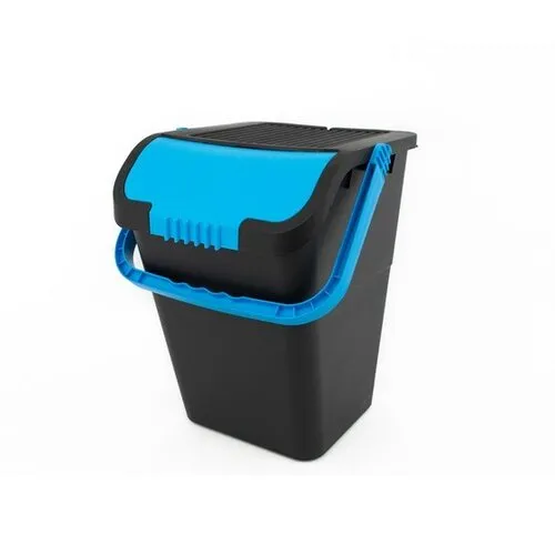 Coș de gunoi pentru deșeuri sortate Practic, 35 l,capac albastru, albastru