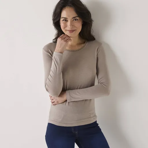 Tricou cald cu mânecă lungă, amestec de lână