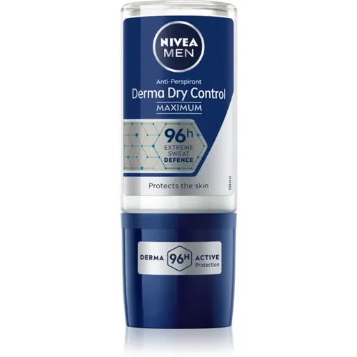 NIVEA MEN Derma Dry Control deodorant roll-on antiperspirant pentru barbati 50 ml