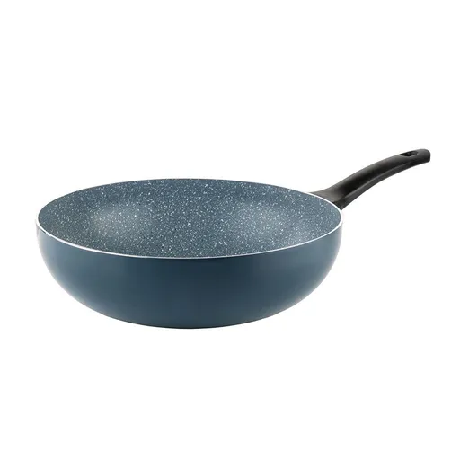 Tigaie wok Luigi Ferrero Prima FR-3033, 30x9 cm, Acoperire antiaderenta cu efect de marmura, Inductie, Albastru inchis