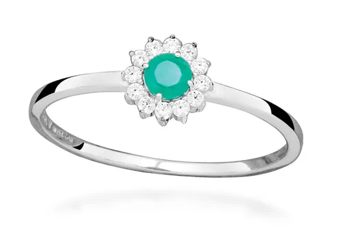 Silver Cat Inel din argint cu zirconii cubice și un smarald SC564 60 mm