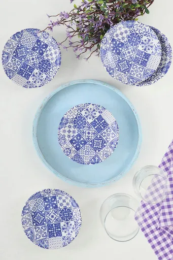 Set boluri pentru sos, Hermia, 275KRM1169, Diametru: 13 cm (6 bucăți), Alb/Albastru inchis