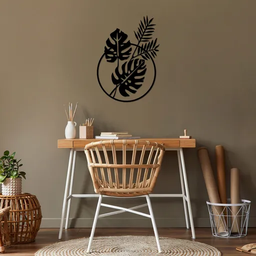 Decoratiune de perete, Leaves, 48 x 67 cm, Negru