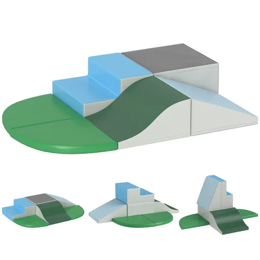 HOMCOM Set Construcții Moi pentru Copii 1-3 Ani cu 6 Piese, 150x100x24 cm, Multicolor | Aosom Romania