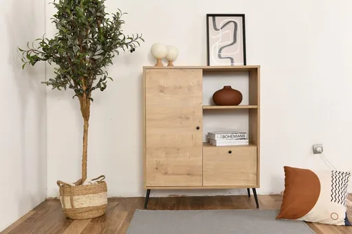 Dulap multifunctional, Hanah Home, Calvin, 90x105x41 cm, Stejar