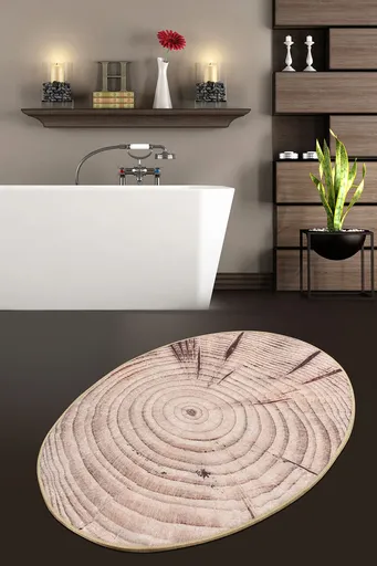 Covoras de baie, L'essentiel Maison, Wood Djt, 80x120 cm, Multicolor