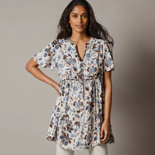 Tunică cu broderie și imprimeu