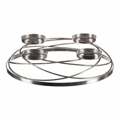 Sfeșnic de Advent Kruhy, argintiu, metal, diametru 35 cm, argintiu