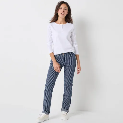 Tricou cu mânecă lungă și guler tunică