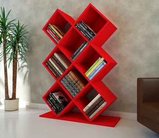 Corp biblioteca, Hanah Home, Kumsal, 90x129x19.5 cm, Rosu