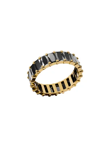 Furiosa Inel placat cu aur cu zircon cubic negru Crush Noir SR-CRUSHNOIR-G 51 mm