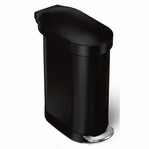 Simplehuman Coș de gunoi oval cu pedală și cadrudin oțel inoxidabil Slim 45 l, negru