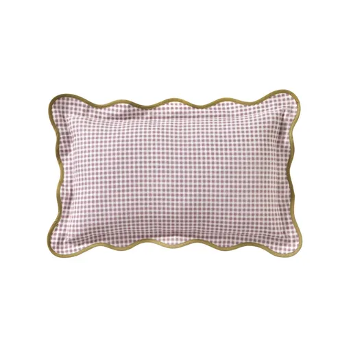 Pernă în carouri cu volan contrastant