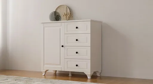 Dulap, Hanah Home, Rb-044-01, 87x87x43 cm, Alb mat