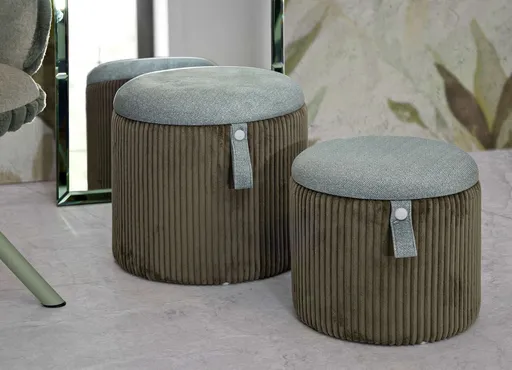 Set 2 taburete cu spatiu depozitare Bolzano, Mauro Ferretti, 38x38 cm/32x32 cm, MDF/poliester, verde