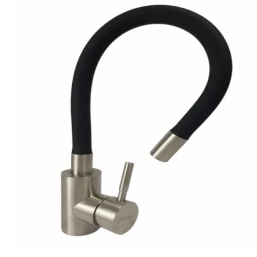 Baterie Bucatarie Mixxus SUS-011 REFL Black din Otel Inoxidabil, Monocomanda, Racorduri Incluse