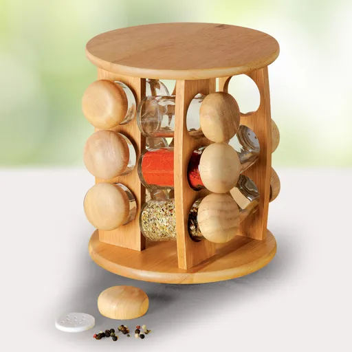 Recipient condimente 12 buc +suport lemn