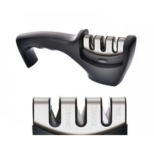 Ascuțitor de cuțite Bohmann BH 02-703, 3 sisteme de ascuțire, oțel tungsten, ceramică, negru