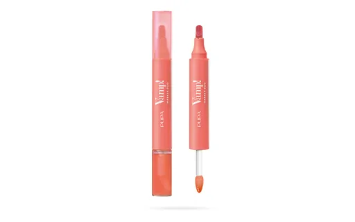 PUPA Milano Fix și luciu de buze cu ulei 2in1 Vamp! (Marker Duo) 4 ml 008 Orange Sorbet
