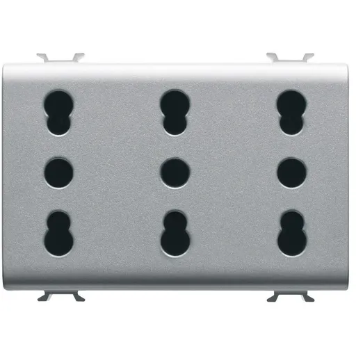 Priza tripla standard italian 3 module 16A Gewiss Chorus GW14209, titan