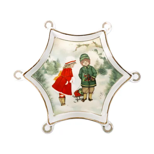 Platou servire, Cuccioli Romantic Kids, Brandani, 20x20 cm, portelan New Bone China