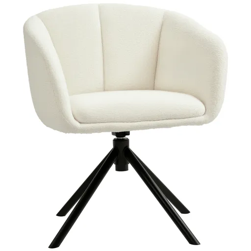 HOMCOM Fotoliu, Scaun tapitat cu coajă confortabilă, rotativ, imbrăcat moale, până la 120 kg, Crem | Aosom Romania