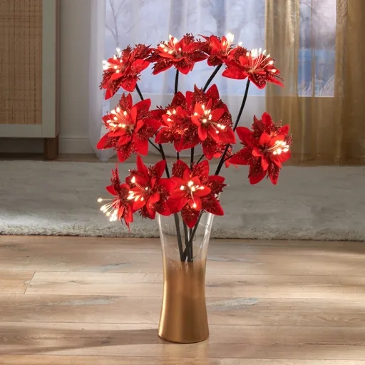 Decorațiune cu LED poinsettia ramuri set de 2
