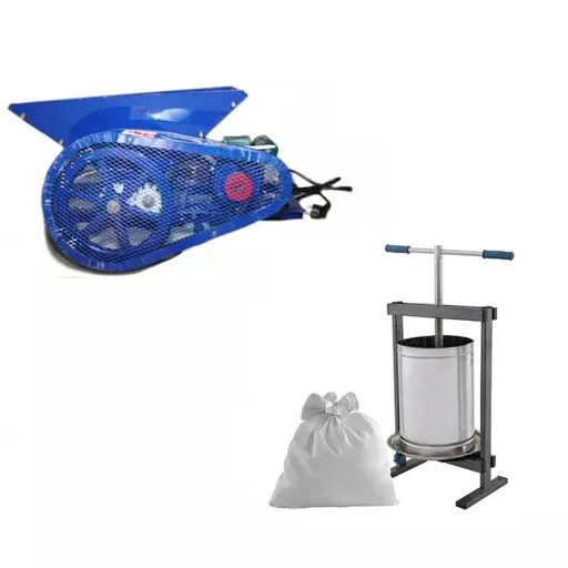 Pachet Zdrobitor Electric de Struguri Micul Fermier GF-0894, 500 kg/h + Teasc Inox Vilen 25L